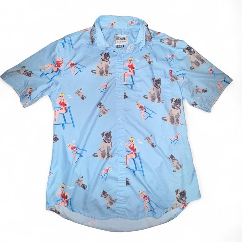 RSVLTS The Sandlot Wendy and the Beast Print Light Blue Button Up Shirt